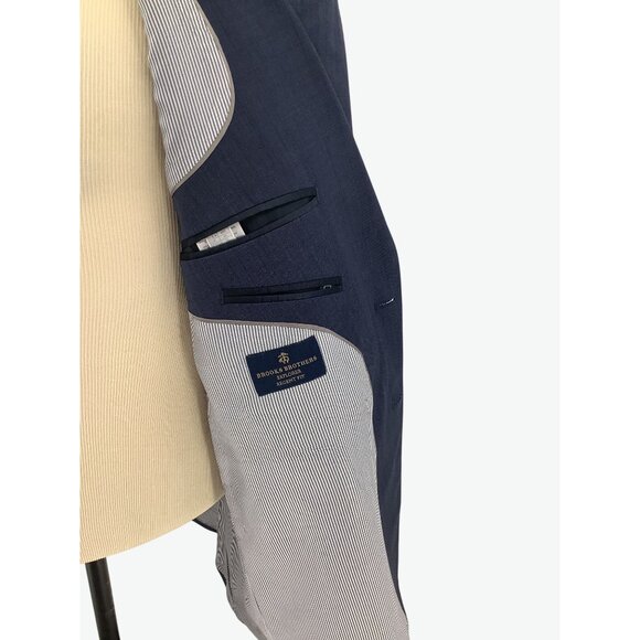 Brooks Brothers Mens Navy Wool Blend Two-Button Suit Blazer Size 46R Pant 40W/32 - Picture 11 of 15